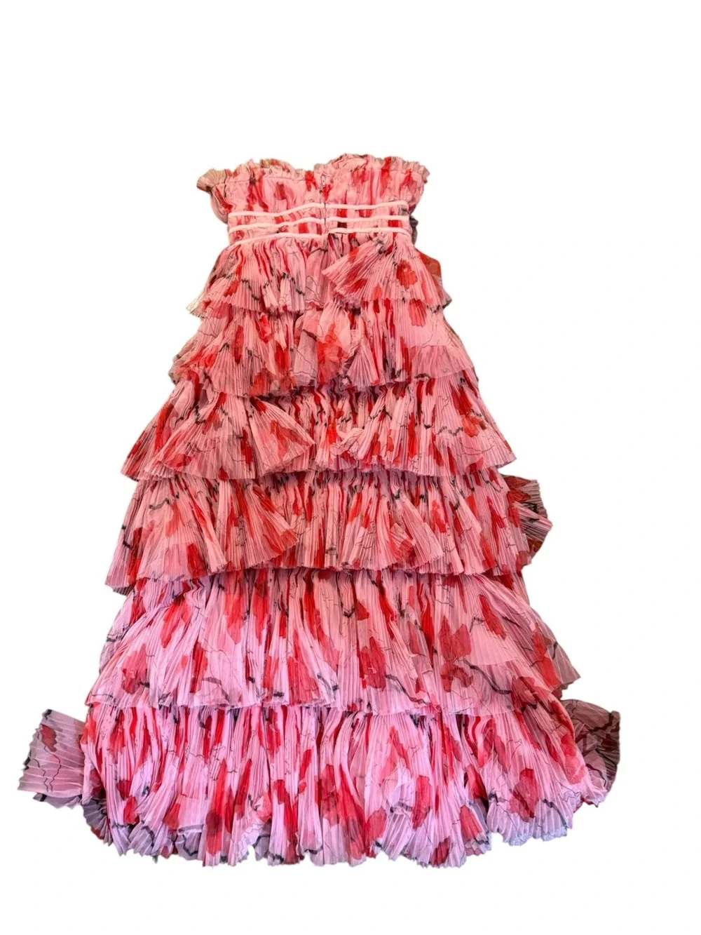Hutch Monaco Strapless Pink Ruffle Tiered coquette girl evening Gown 6 - Picture 12 of 12